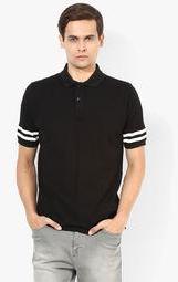 Incult Black Solid Polo T Shirt men