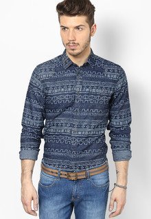 Incult Blue Full Sleeve Printed Shirt men