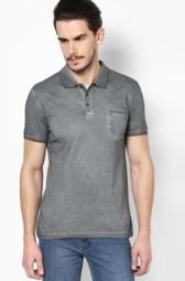 Incult Dark Grey Cold Pigment Dyed Polo T Shirt Men