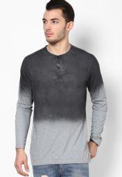 Incult Grey Full Sleeve Dip Dye Henely T Shirt Men