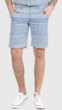 Incult Light Blue Aztec Print Shorts Men