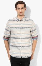 Incult Multi Colored Striped Slim Fit Casual Shirt men