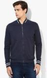 Incult Navy Blue Solid Sweat Jacket Men