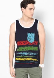 Incult Printed Navy Vest Men