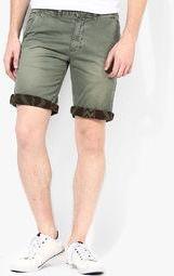 Incult Slim Chino Shorts In Green With Contrast Hem men