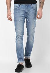 Incult Slim Jeans In Light Wash With Rips Men