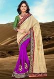 Inddus Beige Embroidered Saree Women