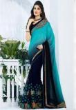 Inddus Blue Embellished Saree women