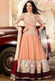 Inddus Embellished Peach Dress Material Women