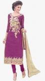 Inddus Magenta Embroidered Dress Material Women