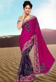 Inddus Magenta Embroidered Saree Women