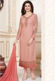 Inddus Peach Embroidered Dress Material Women