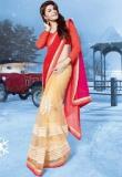 Inddus Pink Embroidered Sarees Women