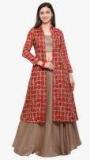 Inddus Red Printed Ethnic Jacket Women