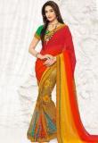 Inddus Red Printed Saree Women