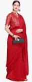 Inddus Red Solid Saree Women