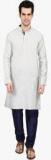 Indian Attire Grey Solid Kurta Pyjamas Men