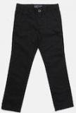 Indian Terrain Black Regular Fit Solid Chinos Boys