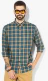 Indian Terrain Blue Checked Regular Fit Casual Shirt men