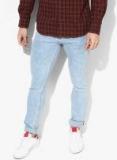 Indian Terrain Blue Mildly Distressed Slim Fit Jeans Men