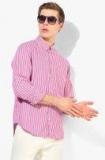 Indian Terrain Fuchsia Striped Slim Fit Casual Shirt Men