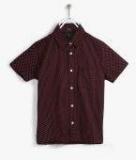 Indian Terrain Maroon Regular Fit Casual Shirt boys