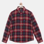 Indian Terrain Navy Blue Checked Regular Fit Casual Shirt Boys