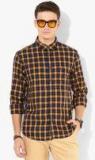 Indian Terrain Navy Blue Checked Slim Fit Casual Shirt men