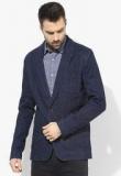 Indian Terrain Navy Blue Solid Blazer Men