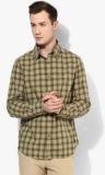 Indian Terrain Olive Checked Regular Fit Casual Shirt Men