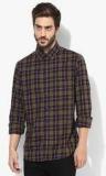 Indian Terrain Olive Checked Slim Fit Casual Shirt Men