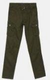 Indian Terrain Olive Green Regular Fit Solid Cargos Boys