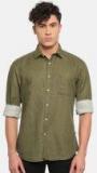 Indian Terrain Olive Green Regular Fit Solid Casual Shirt men