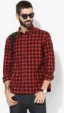 Indian Terrain Red Checked Regular Fit Casual Shirt Men