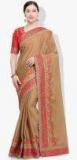 Indian Women Beige Pure Georgette Solid Saree Women