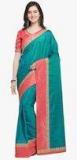 Indian Women Green Pure Silk Solid Saree Women