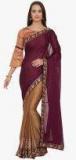 Indian Women Mauve & Brown Pure Silk Embroidered Saree Women