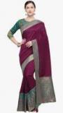 Indian Women Purple Pure Silk Solid Saree Women