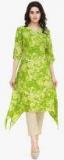 Indibelle Green Printed Regular Fit Kurta women