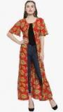 Indibelle Red Printed Open Front Shrug Women