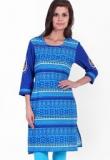 Indidori Blue Printed Kurti Women