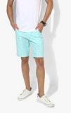 Indigo Nation Aqua Blue Printed Regular Fit Shorts Men