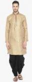 Indus Route By Pantaloons Gold Toned Woven Design Straight Kurta Men