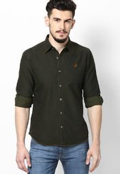 Inego Solid Khaki Formal Shirt Men