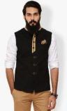 Invern By Monteil Black Solid Waistcoat Men