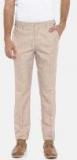 Invictus Beige Slim Fit Checked Formal Trousers Men