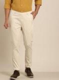 Invictus Beige Slim Fit Solid Regular Trousers Men