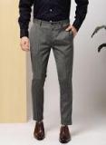 Invictus Black Slim Fit Solid Formal Trousers Men