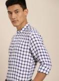 Invictus Blue & White Slim Fit Checked Casual Shirt Men