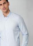 Invictus Blue & White Slim Fit Striped Formal Shirt Men